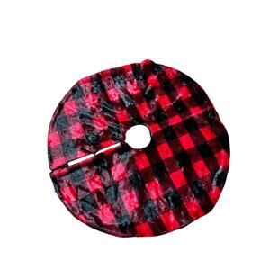 Buffalo Plaid Faux Fur Christmas Tree Skirt Large Red/Black "Well Dressed Home"